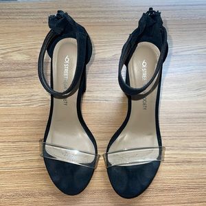Streetwear Society Black Clear Strap Heels